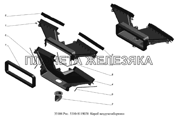 Короб воздухозаборника ГАЗ-33104 Валдай Евро 3